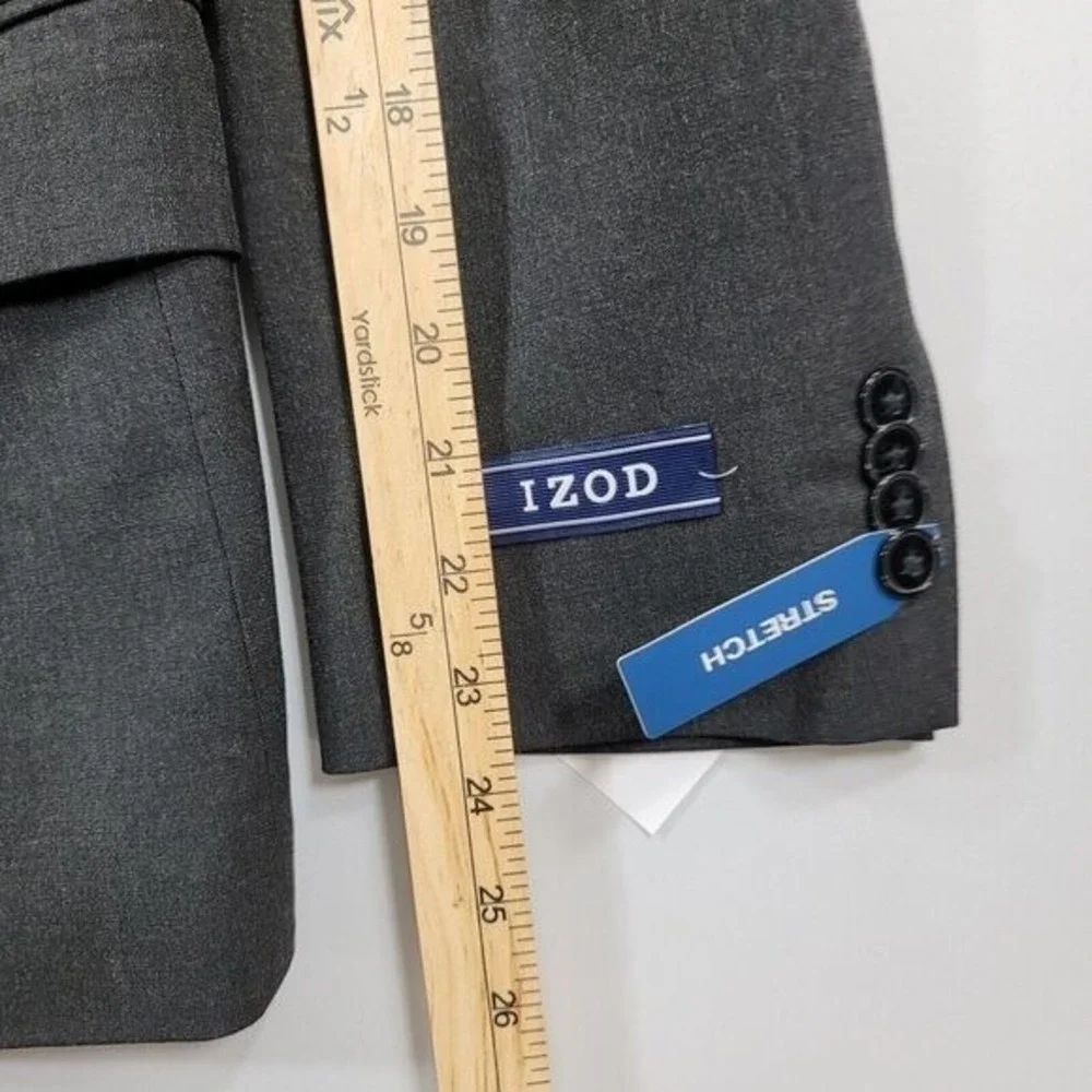 IZOD‎ Charcoal Suit Jacket Mens 40S 40 Stretch Regular Fit Blazer NEW